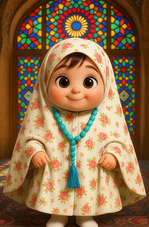 تصویرسازی دختربچه با چادر رنگی